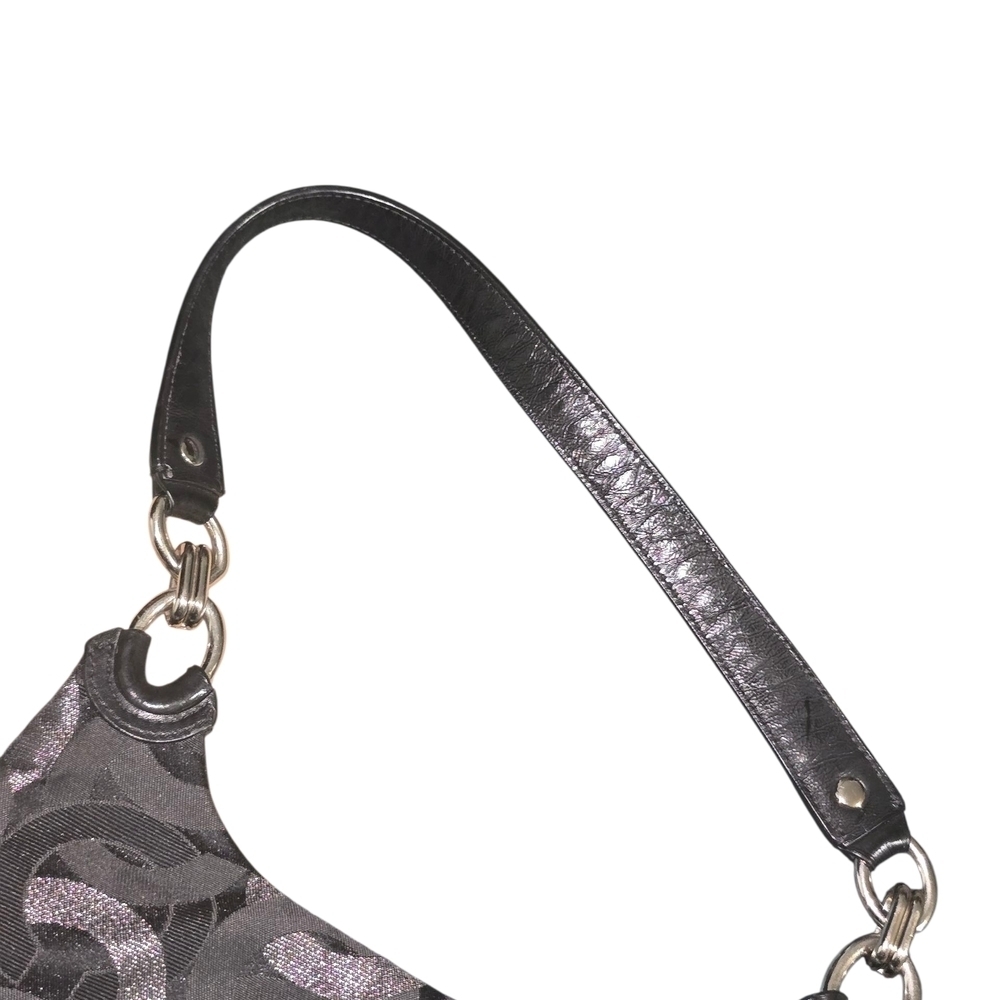 Coach KristenOP Art Black Satchel C Canvas Leather Trim Shoulder Bag Purse - Picture 6 of 9